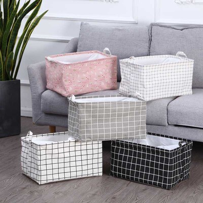 Nordic Fabric Lattice Waterproof Folding Laundry Basket for