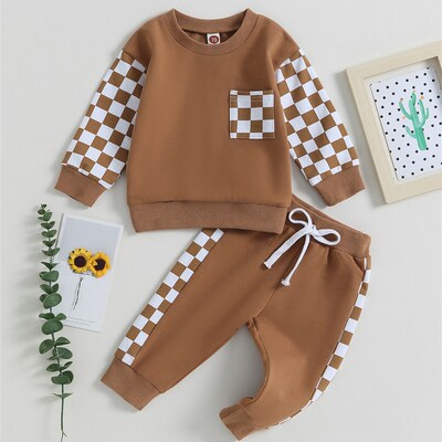 Adorable 2-Piece Toddler Boy s Outfit with Raglan Lattice To