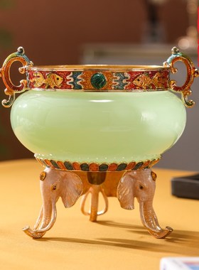 琉璃玉聚宝盆摆件招财客厅办公室酒柜水晶球装饰公司乔迁开业礼品