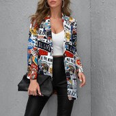 Printed Womens Blazer Western Europe 2025 Style Fashion