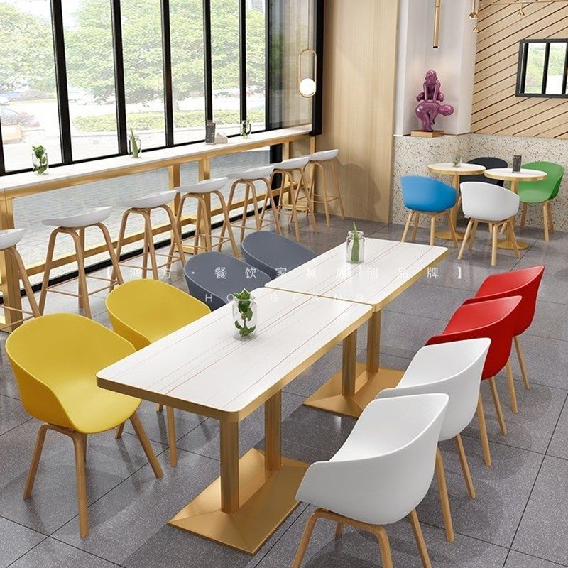 小吃甜品奶茶店桌子麻辣烫面馆餐饮店桌椅接待洽谈长方圆桌椅,住宅家具,板木餐桌,淘宝优惠券,粉丝福利购,淘宝优惠卷