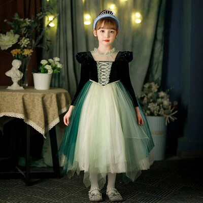 Fancy Costume for Girls Princess Dress Anna Elsa Cosplay