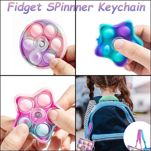 24 Pack Pop Fidget Spinner Keychain Toys Set Push Bubble Sen