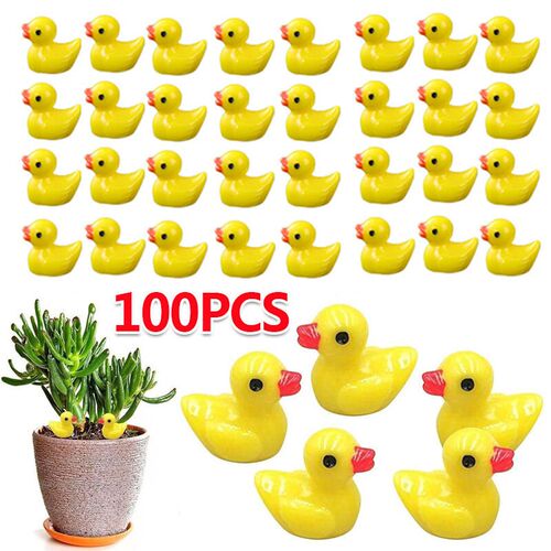 100pcs Mini Ducks Realistic Tiny Animal Ornament Fairy House