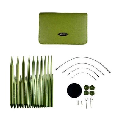 10Pairs Aluminum Circular Knitting Needle Set with Leather