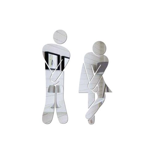 3D Toilet Sign Mirror Wall Sticker Men Women Bathroom Mirro