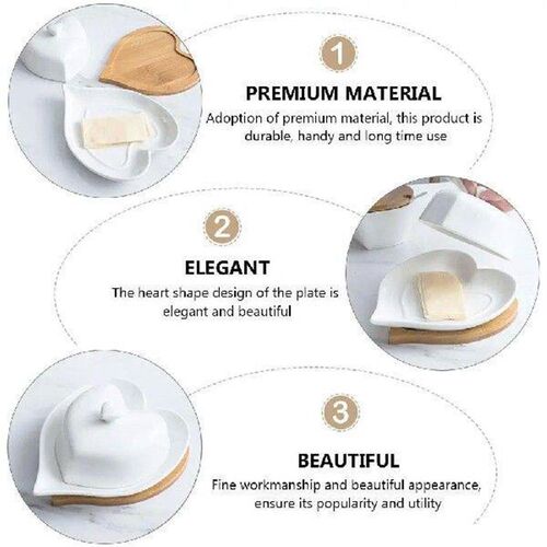 Heart-shaped Ceramic Disc Unique Butter Dish Containers for