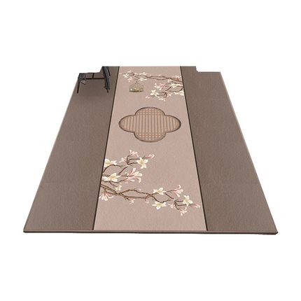 柔软短绒地毯入户地垫中式玄关防滑客厅耐脏吸水高端奢华家用垫子