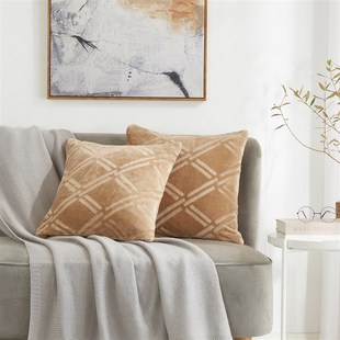 秋冬天鹅绒法兰绒抱枕加厚毛毛绒绒床头靠垫抱枕5*5大方枕暖