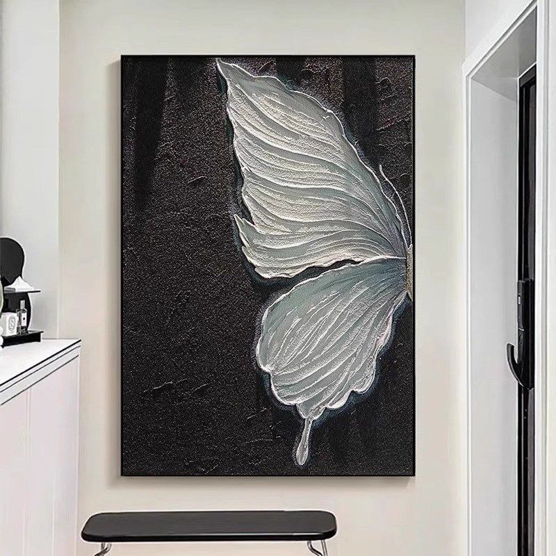 黑白蝴蝶客厅装饰画高级感沙发背景墙挂画女生卧室壁画床头柜摆画