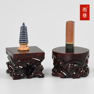 马斯拉木雕刻奇石工艺品摆件根雕底坐实木质茶壶花瓶盆景架木托架