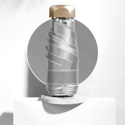 Flat 5-fold Titanium Silver Glue Sun Umbrella Sun Protection