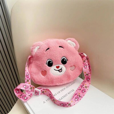 Cartoon Rainbow Love Bear Pluh Toy Crobody Bag Love Bear Gif
