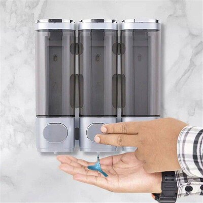 3 Heads Soap Dispenser Wall-mount Shower Bath Shampoo