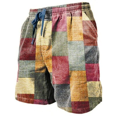 Mens Beach Pants Color Patterned 3D Printed Shorts Mens Su