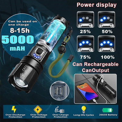 Most Powerful LED Flashlight USB Rechargeable Torch Light Hi