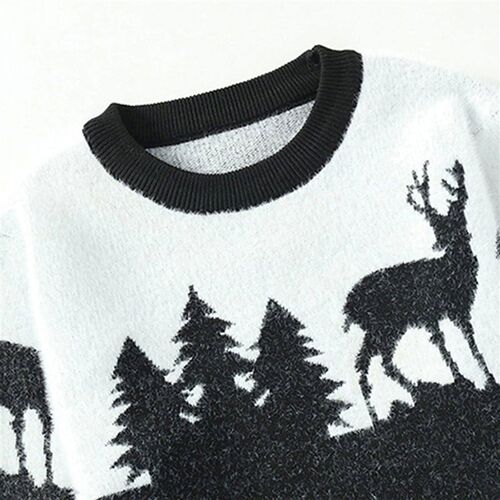 Mens Autumn And Winter Christmas Tree Reindeer Knitted Pull