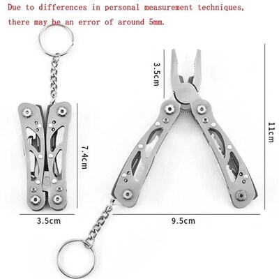 NEW Compact Stainless Steel Folding Multitool Pliers with Ke