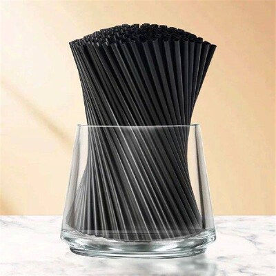 100Pcs Black Drinking Straws with Straw Brush Cocktail