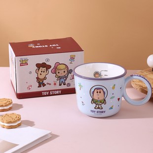 巴斯光年儿童牛奶刻度杯陶瓷牛奶杯微波炉可加热耐高温家用早餐杯