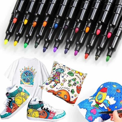 24 Colors Waterproof Colorfast Fabric Textile Marker Pen Per