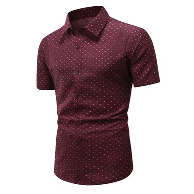 Mens Star Dots Printing Short Sleeve Button Up Shirts