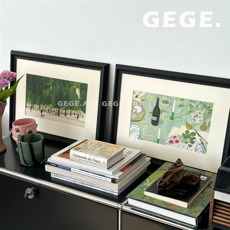 gege中古风客厅组合装饰画法式国风沙发背景墙挂画高级感艺术画