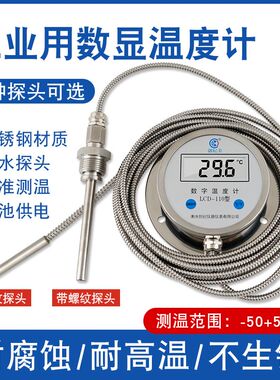工业用数显温度计带探头不锈钢耐腐蚀测水温计高精度电子水温度表