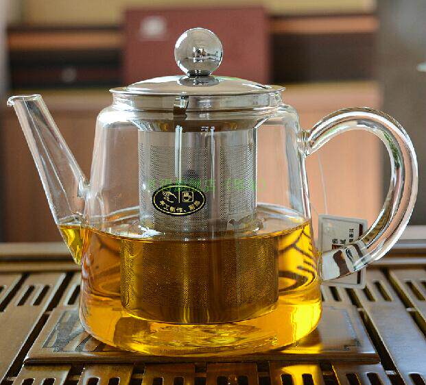 雅风玻璃茶壶加厚耐高温小茶壶家用餐厅酒店饭店不锈钢过滤泡茶壶