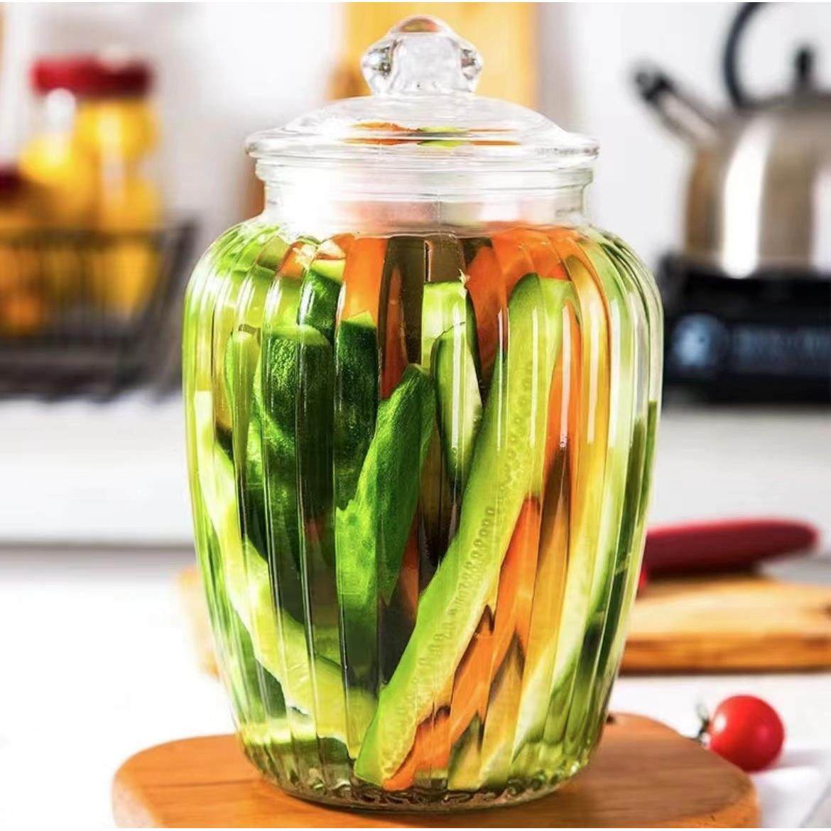 泡菜罐玻璃泡菜坛子家用厨房腌制咸菜储物罐腌菜杂粮密封罐