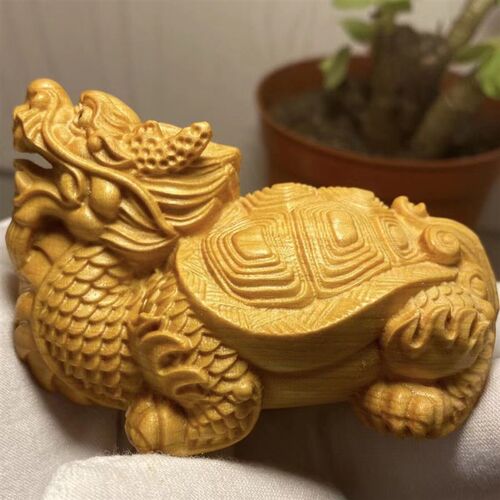 崖柏木雕龙龟手把件木质文玩雕刻小摆件茶宠动物富甲天下富甲一方