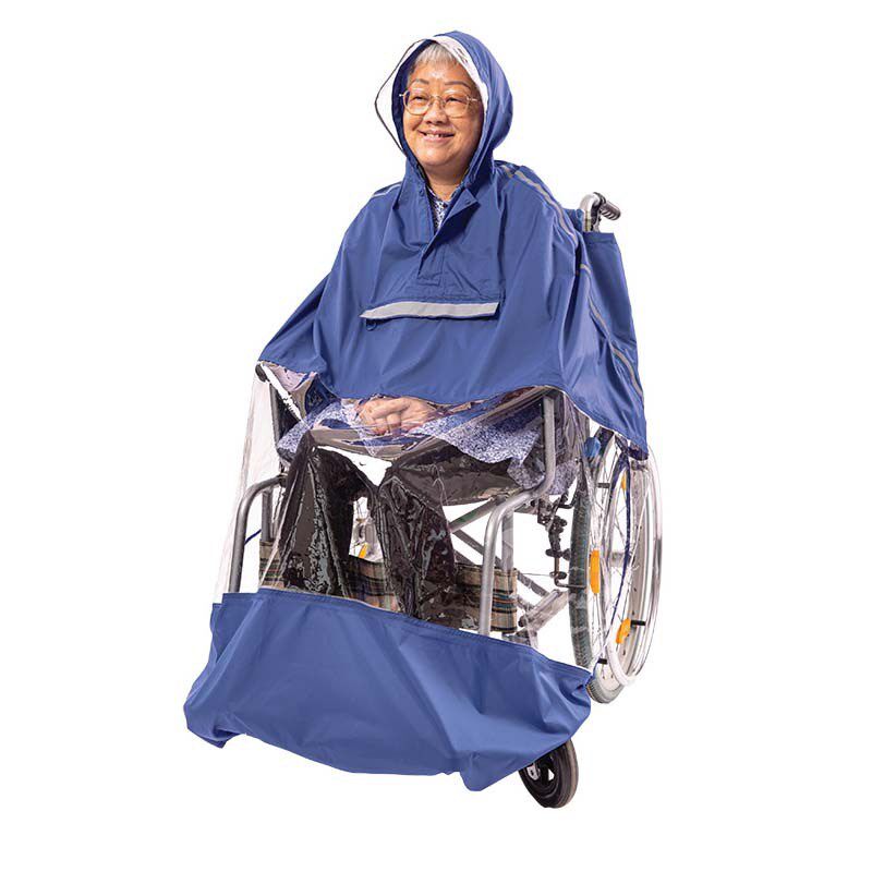 轮椅雨衣尼龙PU轻薄透明老年人雨披反光雨衣防水斗篷医院长辈父母