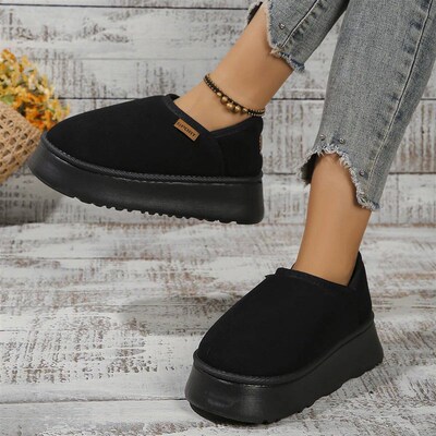 Winter Platform Boots Vintage Fashion Womens Snow Warm Sued