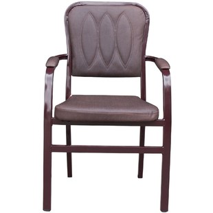 齐田科技皮麻将桌椅子茶楼家用座椅靠背会议培训椅铁木叠落椅