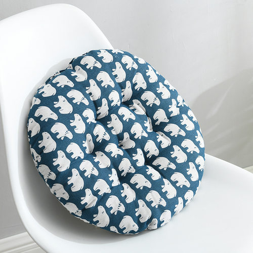 Office Chair Cushion Thicken Round Linen Seat Cushions For B