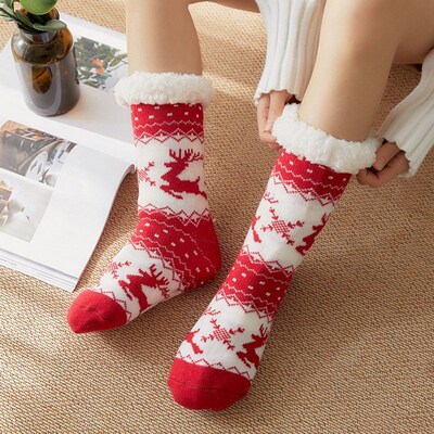 Home Slippers Women Winter Floor Shoes Christmas Elk Indoor