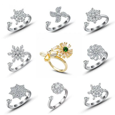 Snowflake Anxiety Ring Fidget Spinner Rings for Women Jewelr