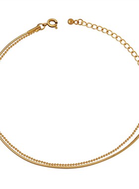 Ins Minimalist Brlet Double-layer Flat Snake Chain Rice Bead