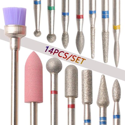 14pcs/set Nail Drill Machine Bit Nail Gel Removal Polishing