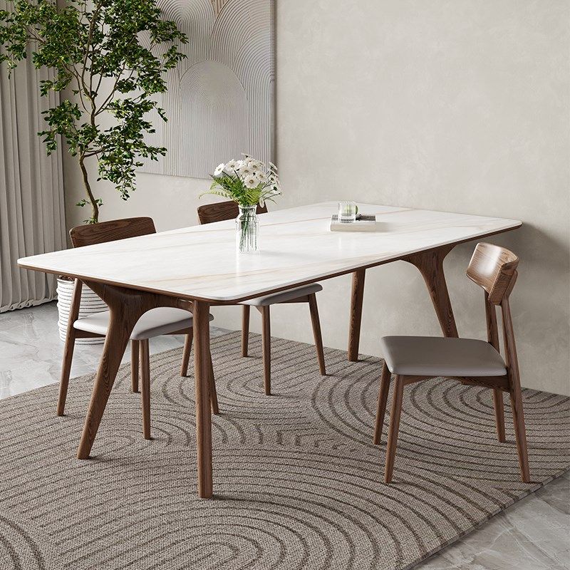 实木岩板餐桌家用小户型意式极简奶油风白蜡木长方形餐桌餐椅,住宅家具,岩板餐桌,淘宝优惠券,粉丝福利购,淘宝优惠卷