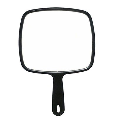 Black Handheld Mirror with Handle Portable One-Sided Small