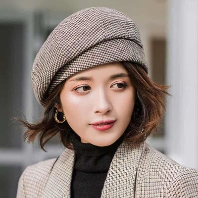 Beret Children Autumn and Winter tendy All-match Plaid Beret