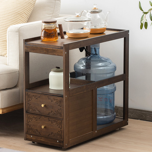 沙发边几角几茶台茶桌侧边柜移动小茶几小桌子实木烧水茶水柜架子