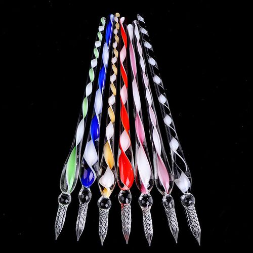 1pc Handmade Glass Lampwork Pen With 3D Flower Inside Crysta