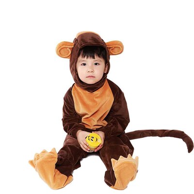 Family  Animal Cos Jumpesuit Brown Monkey Cosplay Set Unisex