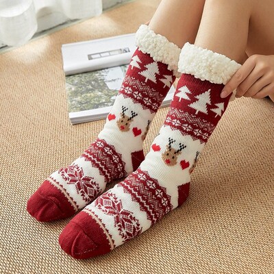Home Slippers Women Winter Floor Shoes Christmas Elk Indoor