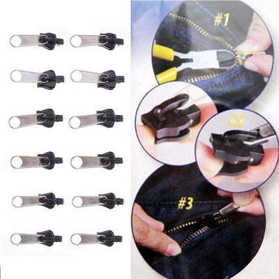 12/6Pcs 3 Sizes Universal Instant Fix Zipper Repair Kit Repl