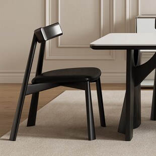 实木餐椅家用白蜡木高端黑色软包靠背椅休闲椅全实木茶椅书桌椅子