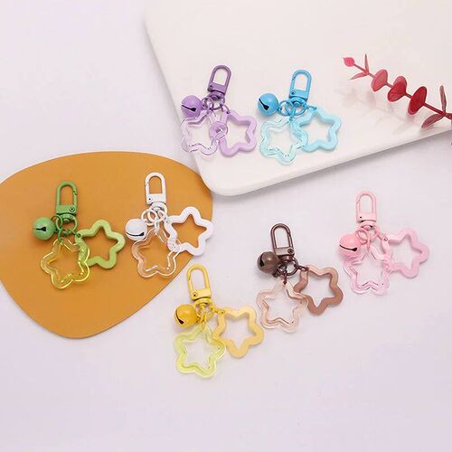 Five-pointed Star Bell Pendant Keychain Elegant Candy Color
