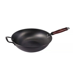 中康高纯极铁锅平圆底炒锅燃气电磁炉专用不粘3cm家用不生锈无烟